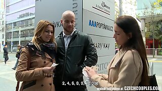 Amazing Busty Teen and Her BF Gets Money for Public SEX